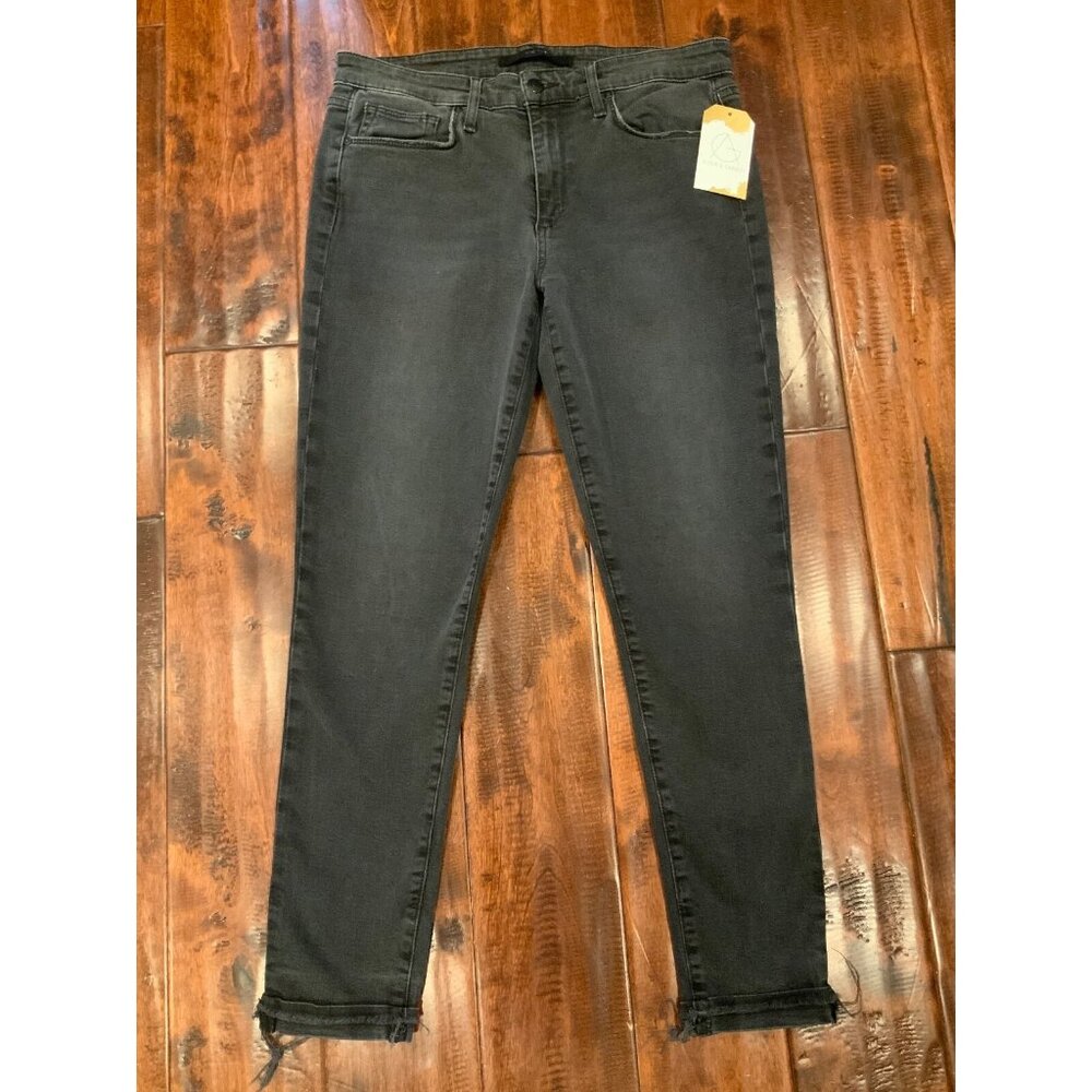 Joe’s Jeans Black Skinny Crop Denim Distressed Jeans With Cuffed Hems, Size 30